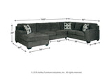 Ballinasloe Smoke 3-Piece Sectional and Ottoman