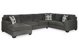 Ballinasloe Smoke 3-Piece Sectional and Ottoman