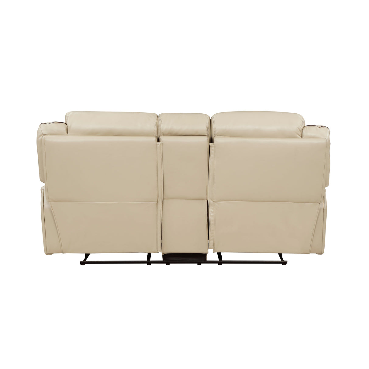 Amite Beige Double Reclining Loveseat with Center Console