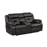 Amite Dark Gray Double Reclining Loveseat with Center Console