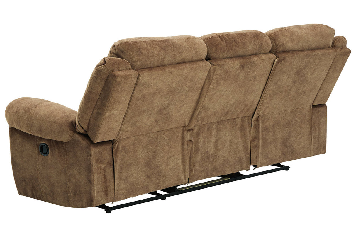 Huddle-Up Nutmeg Reclining Sofa with Drop Down Table