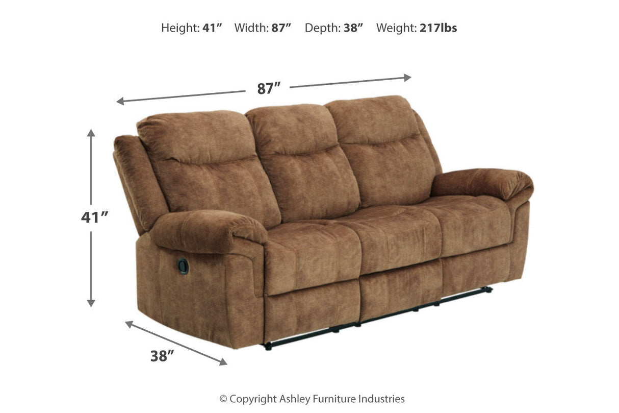 Huddle-Up Nutmeg Reclining Sofa with Drop Down Table