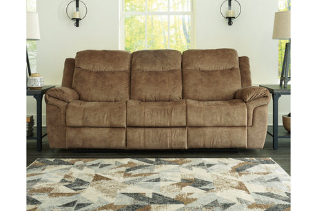 Huddle-Up Nutmeg Reclining Sofa with Drop Down Table