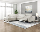Ventura Light Gray Leather Left Side Chaise Sectional with Adjustable Headrests by Homelegance at Eve Furniture