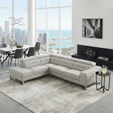 Ventura Light Gray Leather Left Side Chaise Sectional with Adjustable Headrests by Homelegance at Eve Furniture