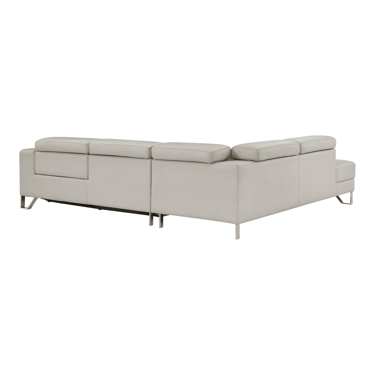 Ventura Light Gray Leather Left Side Chaise Sectional with Adjustable Headrests by Homelegance at Eve Furniture