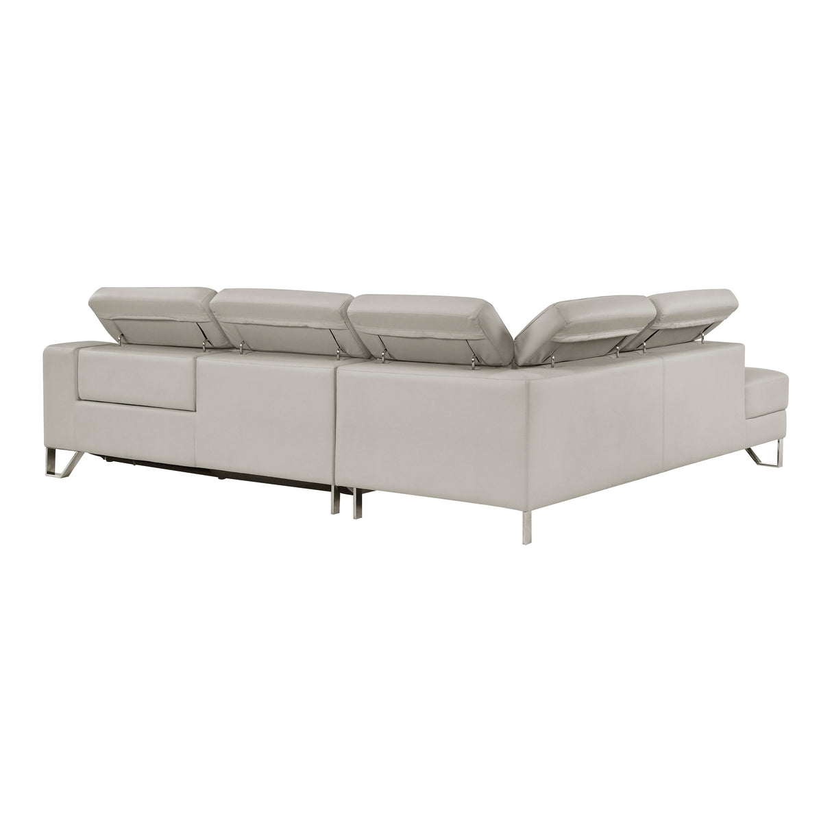 Ventura Light Gray Leather Left Side Chaise Sectional with Adjustable Headrests by Homelegance at Eve Furniture