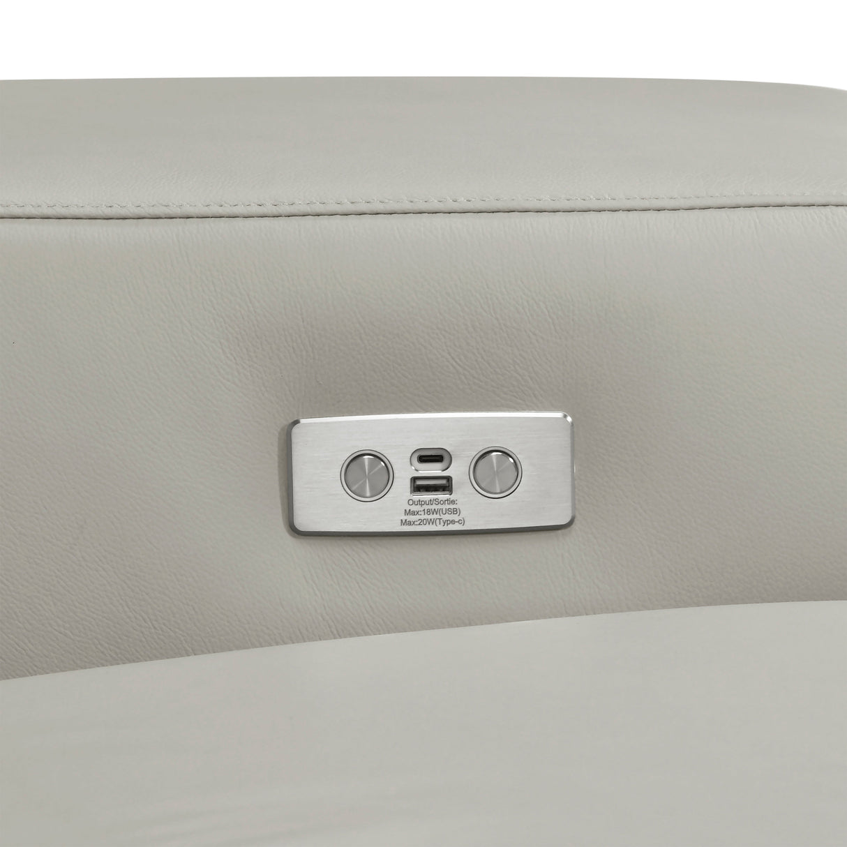 Ventura Light Gray Leather Left Side Chaise Sectional with Adjustable Headrests by Homelegance at Eve Furniture