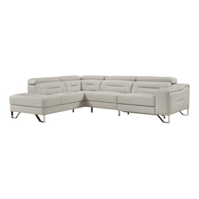 Ventura Light Gray Leather Left Side Chaise Sectional with Adjustable Headrests by Homelegance at Eve Furniture