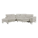 Ventura Light Gray Leather Left Side Chaise Sectional with Adjustable Headrests by Homelegance at Eve Furniture