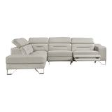 Ventura Light Gray Leather Left Side Chaise Sectional with Adjustable Headrests by Homelegance at Eve Furniture