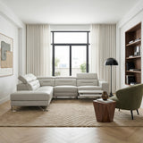 Ventura Light Gray Leather Left Side Chaise Sectional with Adjustable Headrests by Homelegance at Eve Furniture