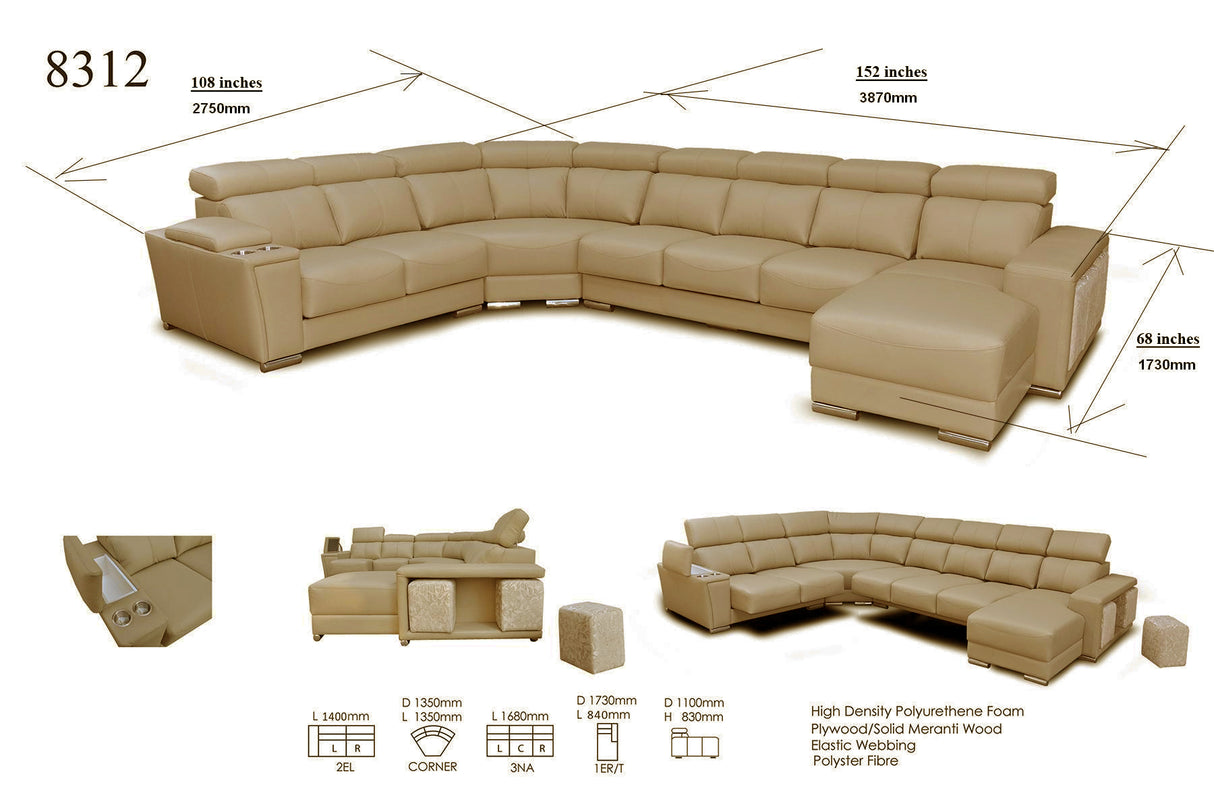 8312 Sectional with Sliding Seats by ESF Furniture at Eve Furniture