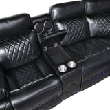 Cipher Black 3-Piece Power Reclining Sectional with Two Consoles, Speakers, Subwoofer, LED Lighting and Charging Port by Homelegance at Eve Furniture
