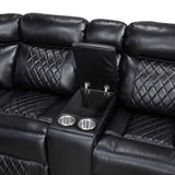Cipher Black 3-Piece Power Reclining Sectional with Two Consoles, Speakers, Subwoofer, LED Lighting and Charging Port by Homelegance at Eve Furniture