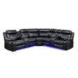 Cipher Black 3-Piece Power Reclining Sectional with Two Consoles, Speakers, Subwoofer, LED Lighting and Charging Port by Homelegance at Eve Furniture