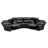 Cipher Black 3-Piece Power Reclining Sectional with Two Consoles, Speakers, Subwoofer, LED Lighting and Charging Port by Homelegance at Eve Furniture