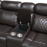 Cipher Dark Brown 3-Piece Power Reclining Sectional with Two Consoles, Speakers, Subwoofer, LED Lighting and Charging Port by Homelegance at Eve Furniture