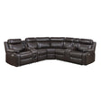 Cipher Dark Brown 3-Piece Power Reclining Sectional with Two Consoles, Speakers, Subwoofer, LED Lighting and Charging Port by Homelegance at Eve Furniture