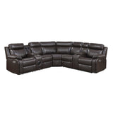 Cipher Dark Brown 3-Piece Power Reclining Sectional with Two Consoles, Speakers, Subwoofer, LED Lighting and Charging Port by Homelegance at Eve Furniture