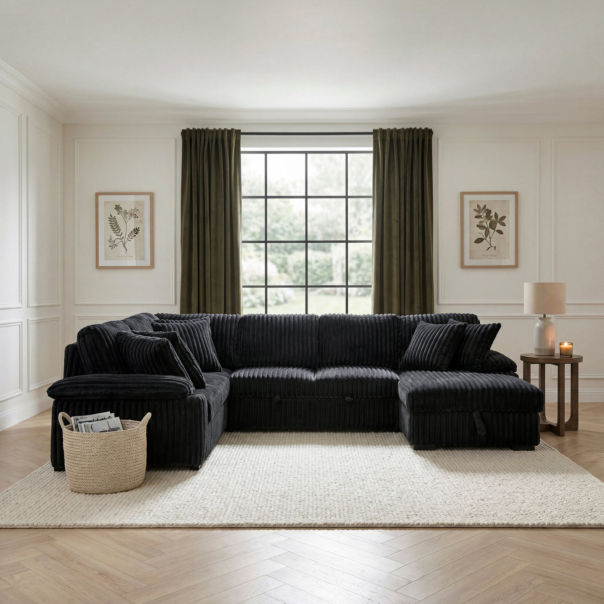 Ridge Black 3-Piece Right Side Chaise Sectional with Pull-out Bed and Hidden Storage by Homelegance at Eve Furniture