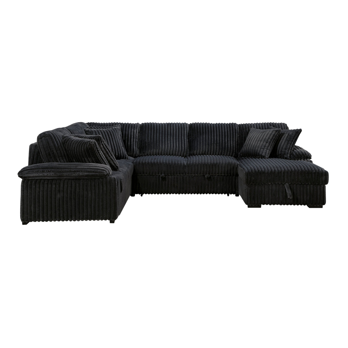 Ridge Black 3-Piece Right Side Chaise Sectional with Pull-out Bed and Hidden Storage by Homelegance at Eve Furniture