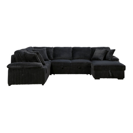 Ridge Black 3-Piece Right Side Chaise Sectional with Pull-out Bed and Hidden Storage by Homelegance at Eve Furniture