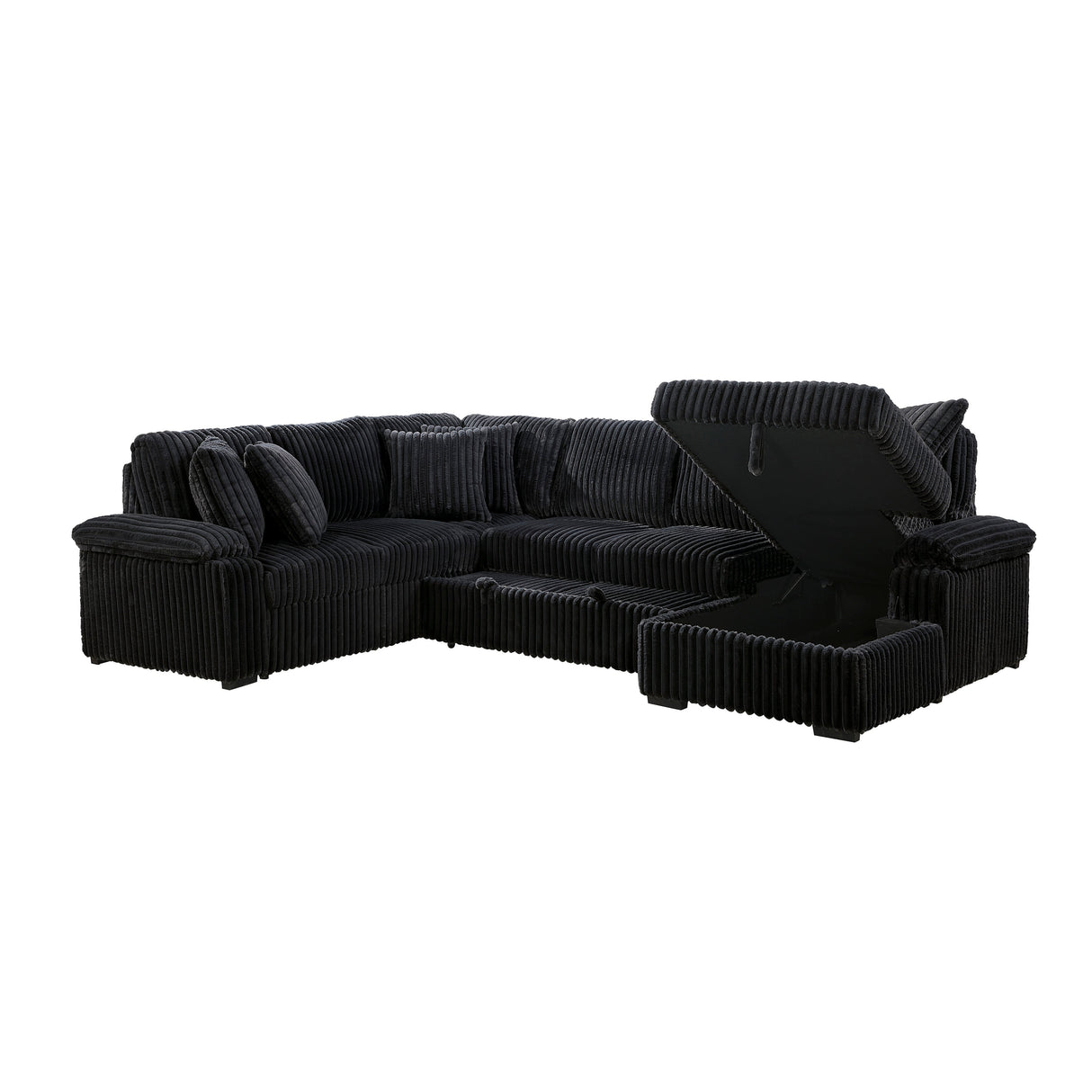 Ridge Black 3-Piece Right Side Chaise Sectional with Pull-out Bed and Hidden Storage by Homelegance at Eve Furniture