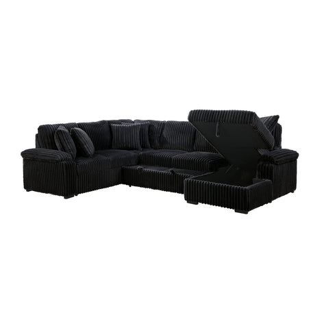 Ridge Black 3-Piece Right Side Chaise Sectional with Pull-out Bed and Hidden Storage by Homelegance at Eve Furniture