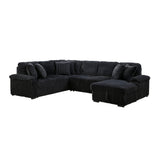Ridge Black 3-Piece Right Side Chaise Sectional with Pull-out Bed and Hidden Storage by Homelegance at Eve Furniture