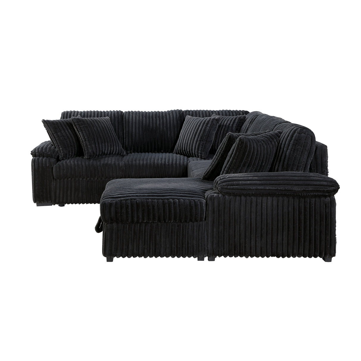 Ridge Black 3-Piece Right Side Chaise Sectional with Pull-out Bed and Hidden Storage by Homelegance at Eve Furniture