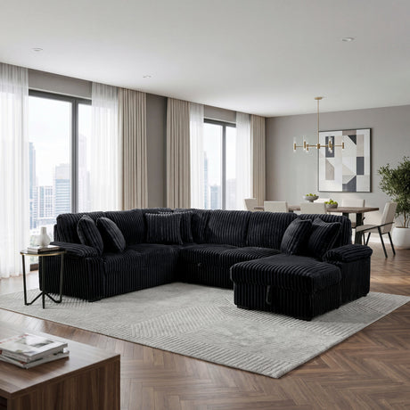 Ridge Black 3-Piece Right Side Chaise Sectional with Pull-out Bed and Hidden Storage by Homelegance at Eve Furniture