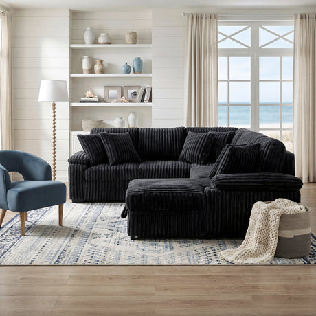 Ridge Black 3-Piece Right Side Chaise Sectional with Pull-out Bed and Hidden Storage by Homelegance at Eve Furniture