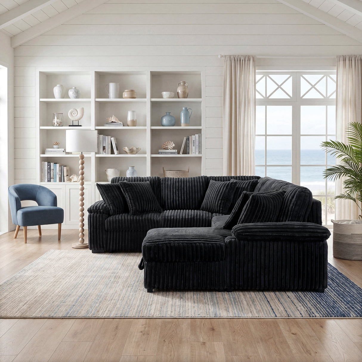 Ridge Black 3-Piece Right Side Chaise Sectional with Pull-out Bed and Hidden Storage by Homelegance at Eve Furniture