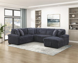 Ridge Dark Gray Corduroy 3-Piece Right Side Chaise Sectional with Pull-out Bed and Hidden Storage by Homelegance at Eve Furniture