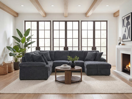 Ridge Dark Gray Corduroy 3-Piece Right Side Chaise Sectional with Pull-out Bed and Hidden Storage by Homelegance at Eve Furniture