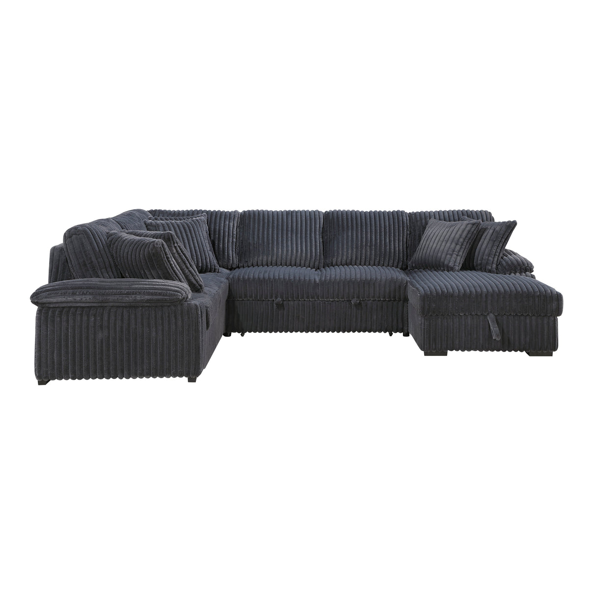 Ridge Dark Gray Corduroy 3-Piece Right Side Chaise Sectional with Pull-out Bed and Hidden Storage by Homelegance at Eve Furniture