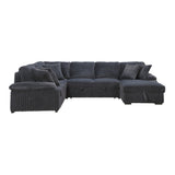 Ridge Dark Gray Corduroy 3-Piece Right Side Chaise Sectional with Pull-out Bed and Hidden Storage by Homelegance at Eve Furniture