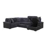 Ridge Dark Gray Corduroy 3-Piece Right Side Chaise Sectional with Pull-out Bed and Hidden Storage by Homelegance at Eve Furniture