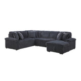 Ridge Dark Gray Corduroy 3-Piece Right Side Chaise Sectional with Pull-out Bed and Hidden Storage by Homelegance at Eve Furniture