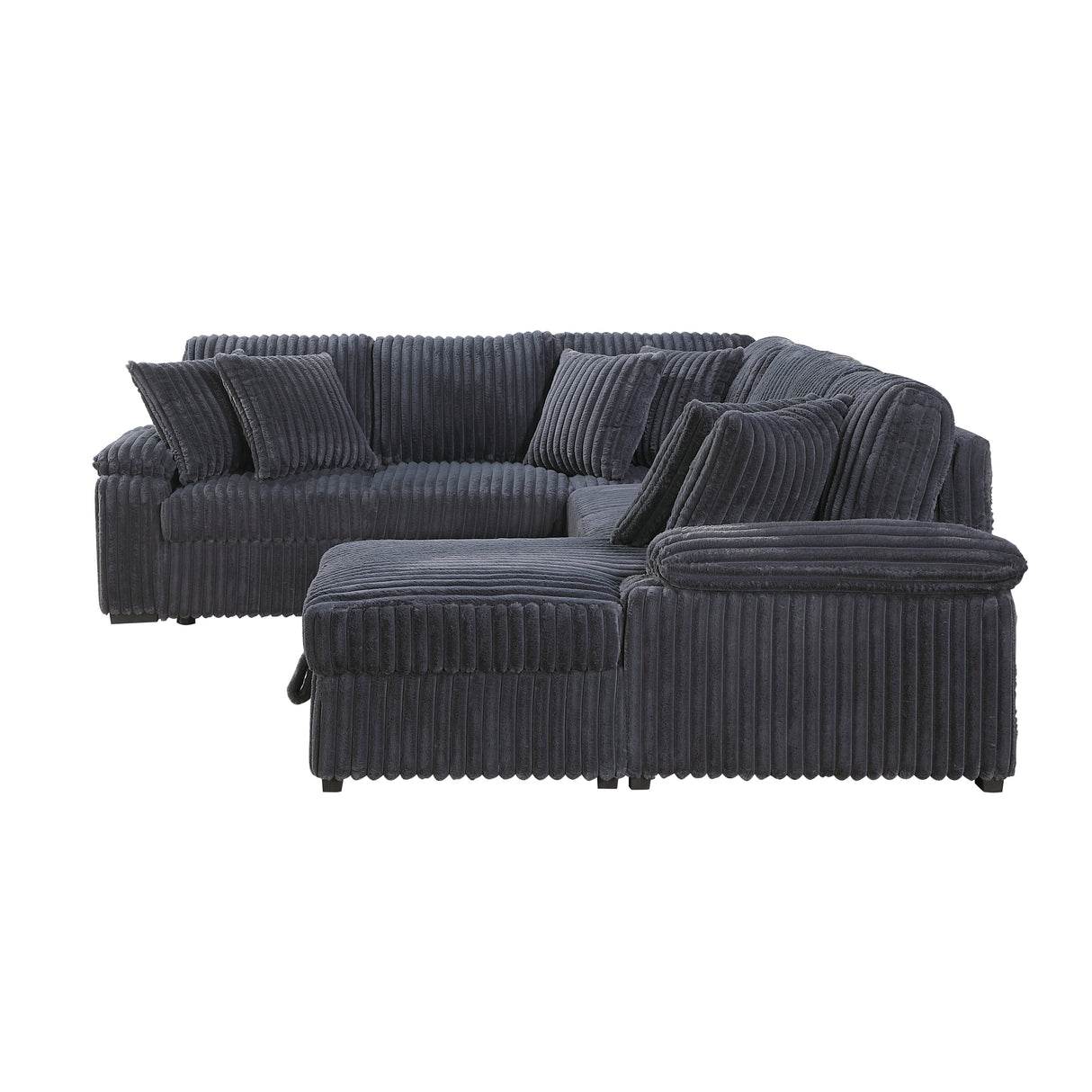 Ridge Dark Gray Corduroy 3-Piece Right Side Chaise Sectional with Pull-out Bed and Hidden Storage by Homelegance at Eve Furniture