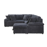 Ridge Dark Gray Corduroy 3-Piece Right Side Chaise Sectional with Pull-out Bed and Hidden Storage by Homelegance at Eve Furniture