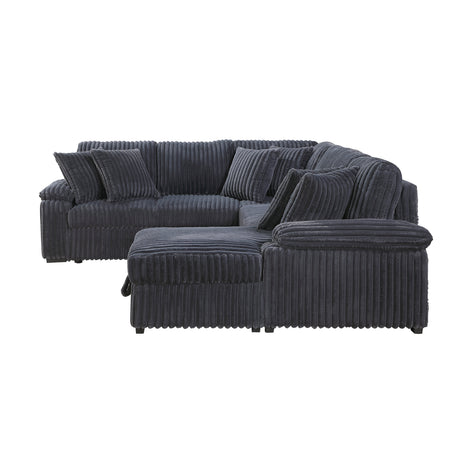 Ridge Dark Gray Corduroy 3-Piece Right Side Chaise Sectional with Pull-out Bed and Hidden Storage by Homelegance at Eve Furniture