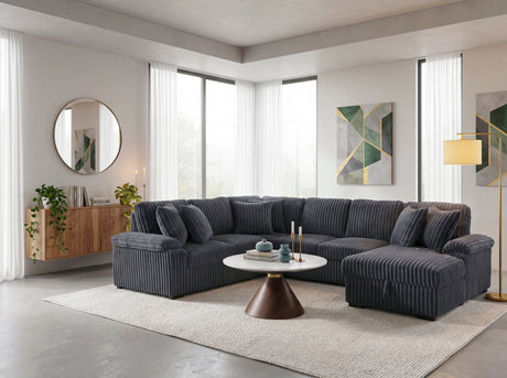 Ridge Dark Gray Corduroy 3-Piece Right Side Chaise Sectional with Pull-out Bed and Hidden Storage by Homelegance at Eve Furniture
