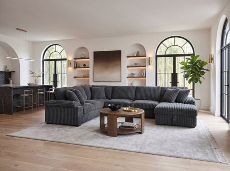 Ridge Dark Gray Corduroy 3-Piece Right Side Chaise Sectional with Pull-out Bed and Hidden Storage by Homelegance at Eve Furniture