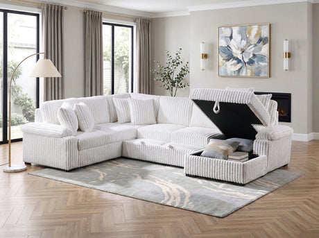 Ridge White 3-Piece Right Side Chaise Sectional with Pull-out Bed and Hidden Storage by Homelegance at Eve Furniture