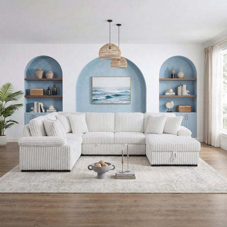 Ridge White 3-Piece Right Side Chaise Sectional with Pull-out Bed and Hidden Storage by Homelegance at Eve Furniture