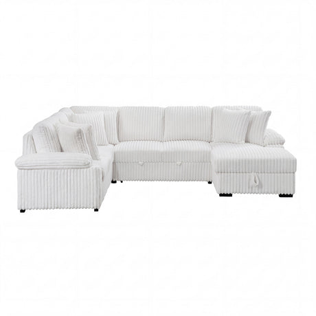 Ridge White 3-Piece Right Side Chaise Sectional with Pull-out Bed and Hidden Storage by Homelegance at Eve Furniture