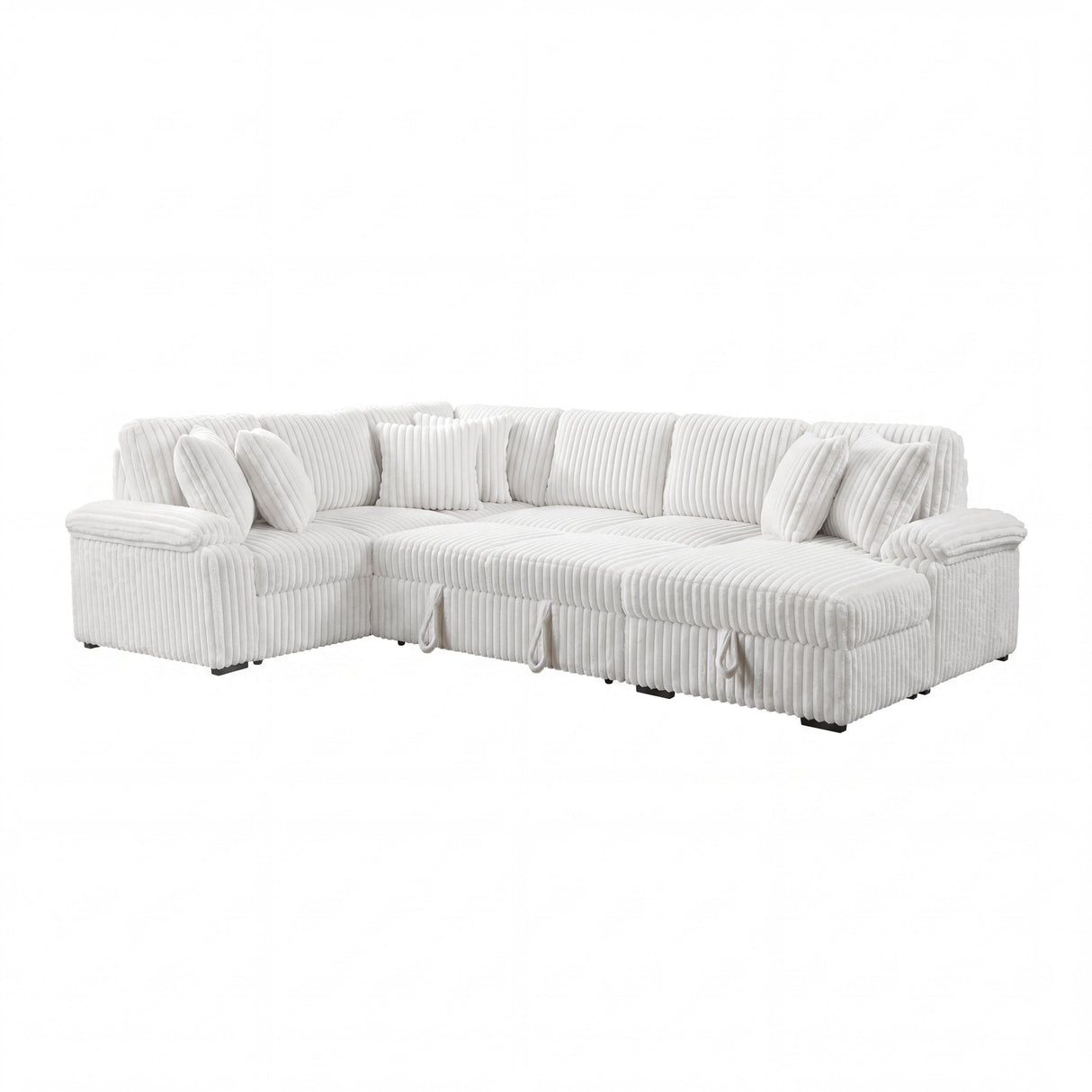 Ridge White 3-Piece Right Side Chaise Sectional with Pull-out Bed and Hidden Storage by Homelegance at Eve Furniture