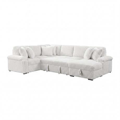 Ridge White 3-Piece Right Side Chaise Sectional with Pull-out Bed and Hidden Storage by Homelegance at Eve Furniture